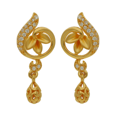 Glimmer Floral And Drop Gold Earrings